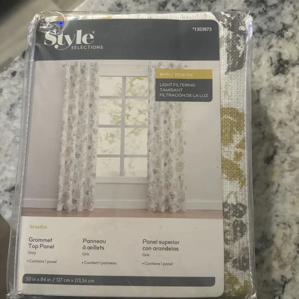 Style Selections Shara 50 x 84 Light Filtering Gray 1 Panel